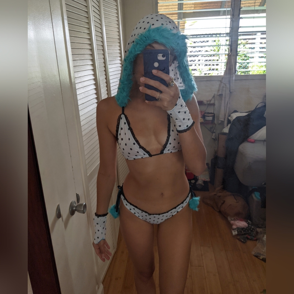 Forplay White Turquoise Polka Dot Dancer Outfit